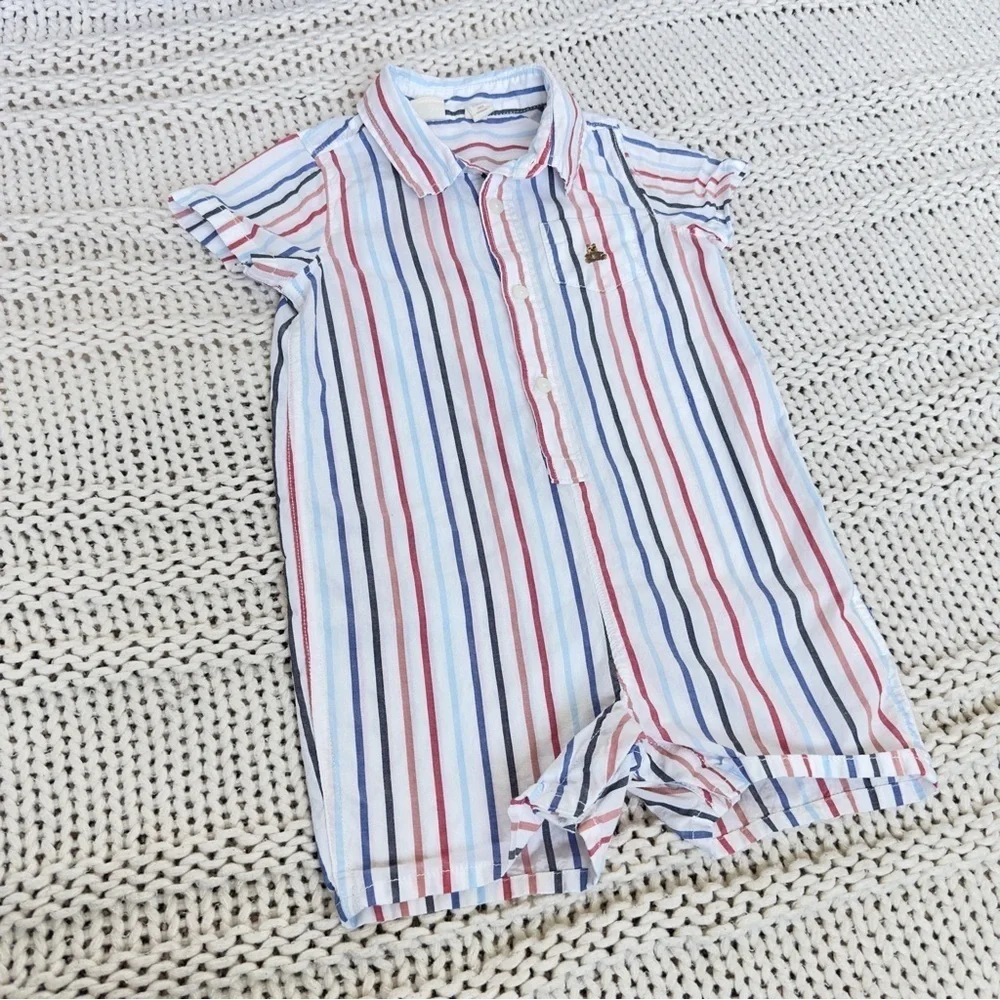 Baby Gap Striped Romper with Logo 18-24 Months